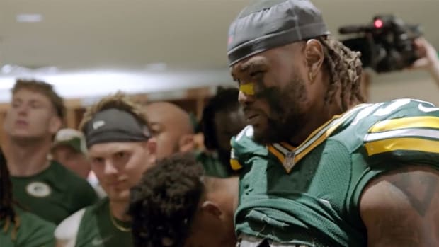 Packers linebacker Rashan Gary after a win agains the Saints.